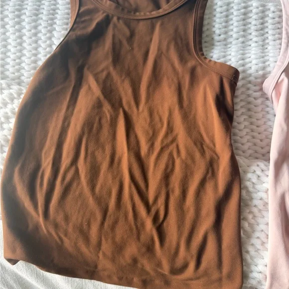 3-Pack lululemon racerback tank tops. Brown, light pink & turquoise. - Picture 4 of 7